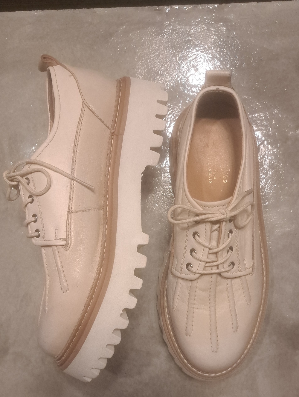 SEYCHELLES SILLY ME Chunky Sole Lug Loafers In White/creme Leather. Sz 8